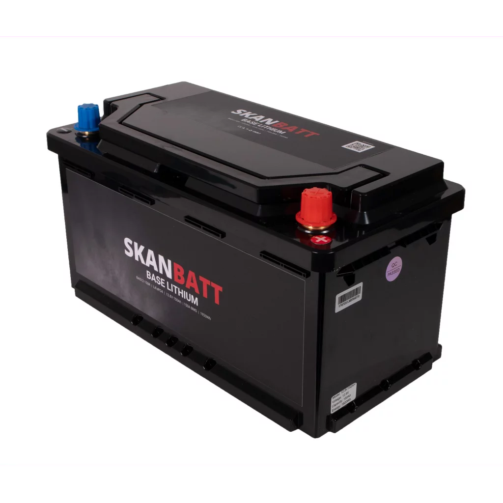 SKANBATT Base Lithium - 12V 150Ah 150A BMS - 355x175x190mm - 3 Års garanti - Husbil