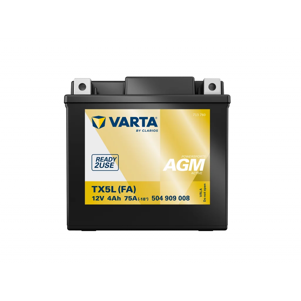 VARTA AGM MC Batteri 12V 4AH 75CCA (113x70x105mm) +höger TX5L (FA)