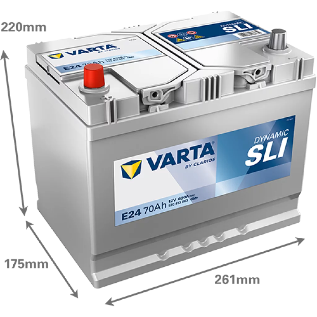 VARTA E24 DYNAMIC SLI Batteri 12V 70AH 630CCA (261x175x200/220mm) +vänster