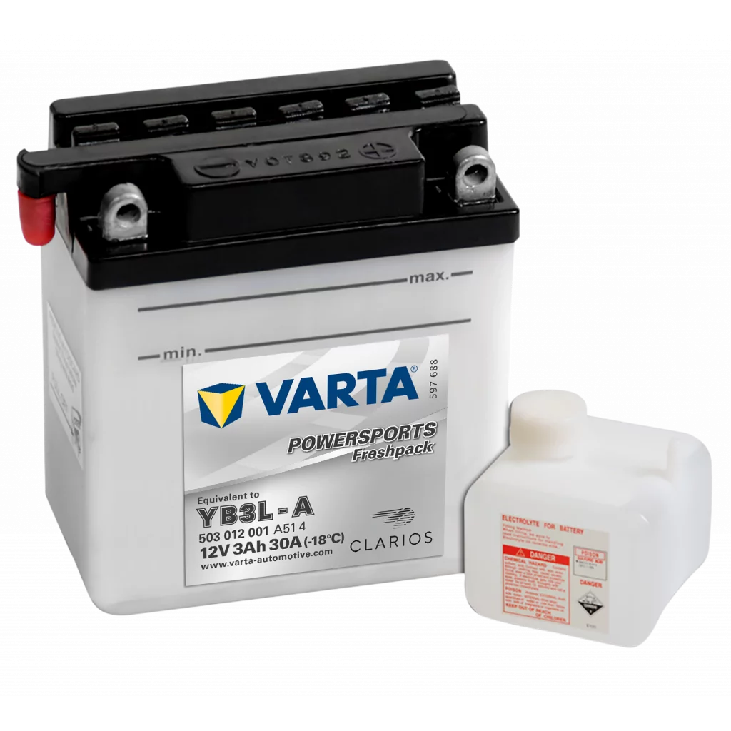 VARTA MC Batteri 12V 3AH 30CCA (100x58x112mm) +höger YB3L-A