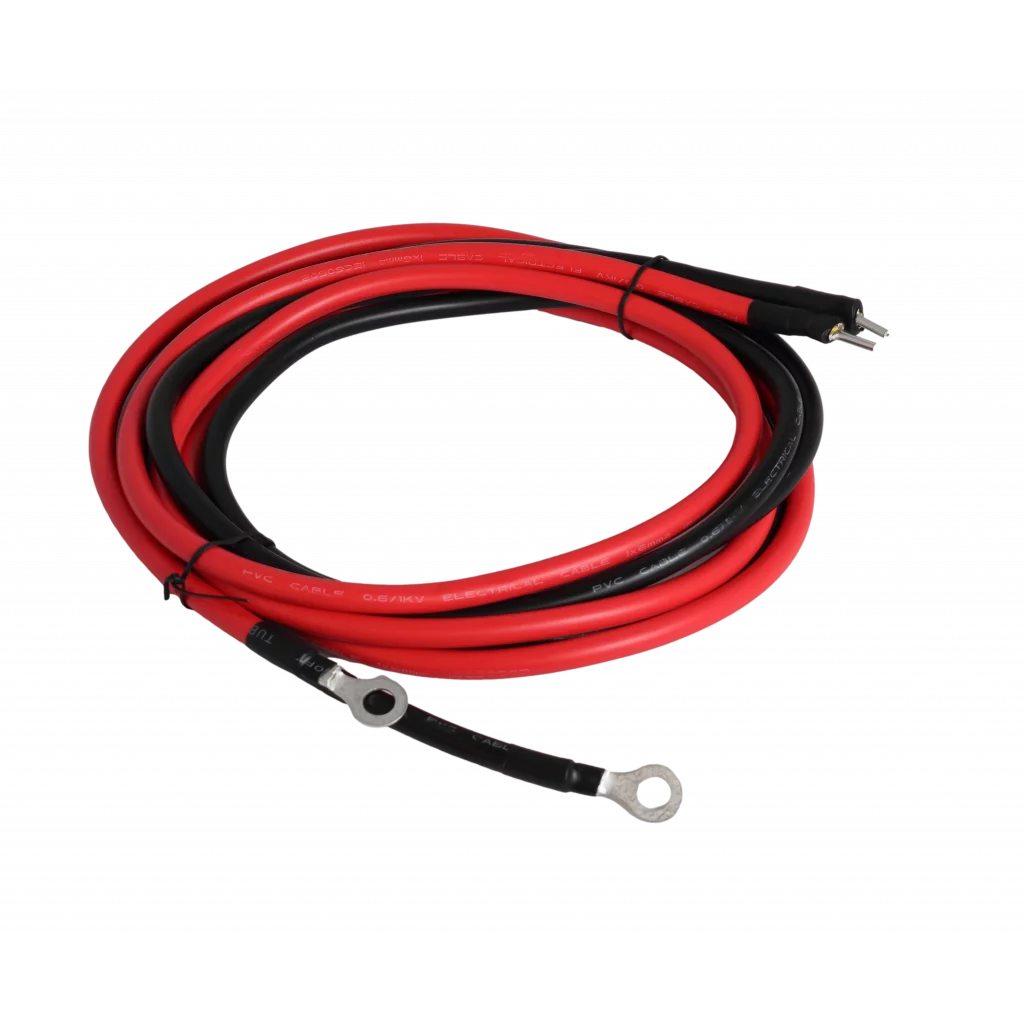 Kabel 2 meter 2x6mm2 till solcellsregulator (med 8mm ringsko)