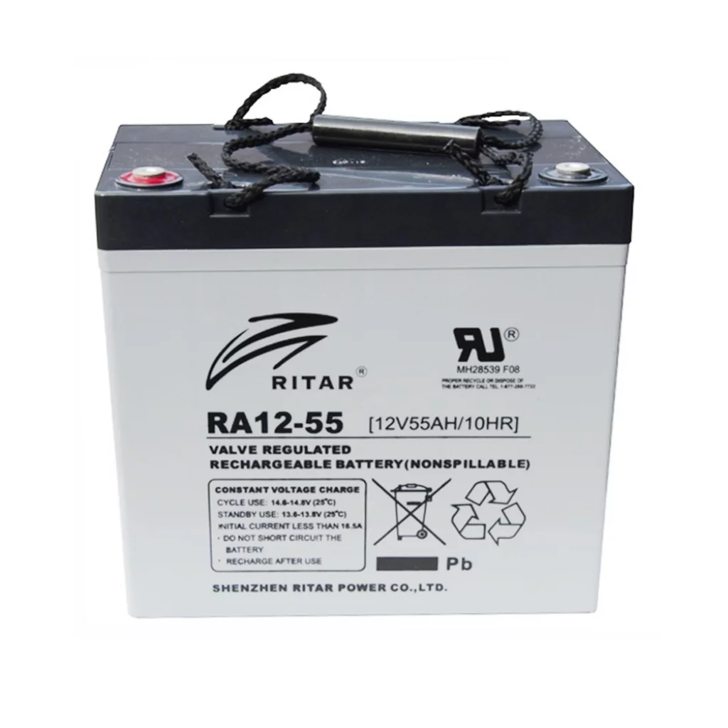 RITAR AGM Deep Cycle Batteri 12V 55AH (229x138x216mm) +vänster