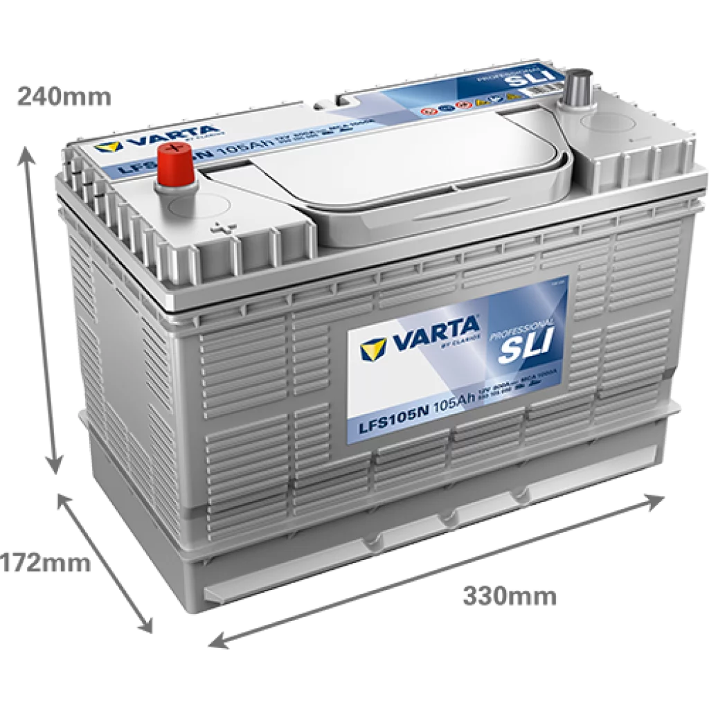 VARTA  LFS105N Fritidsbatteri 12V 105AH 800CCA (330x172x238mm) +centrerad