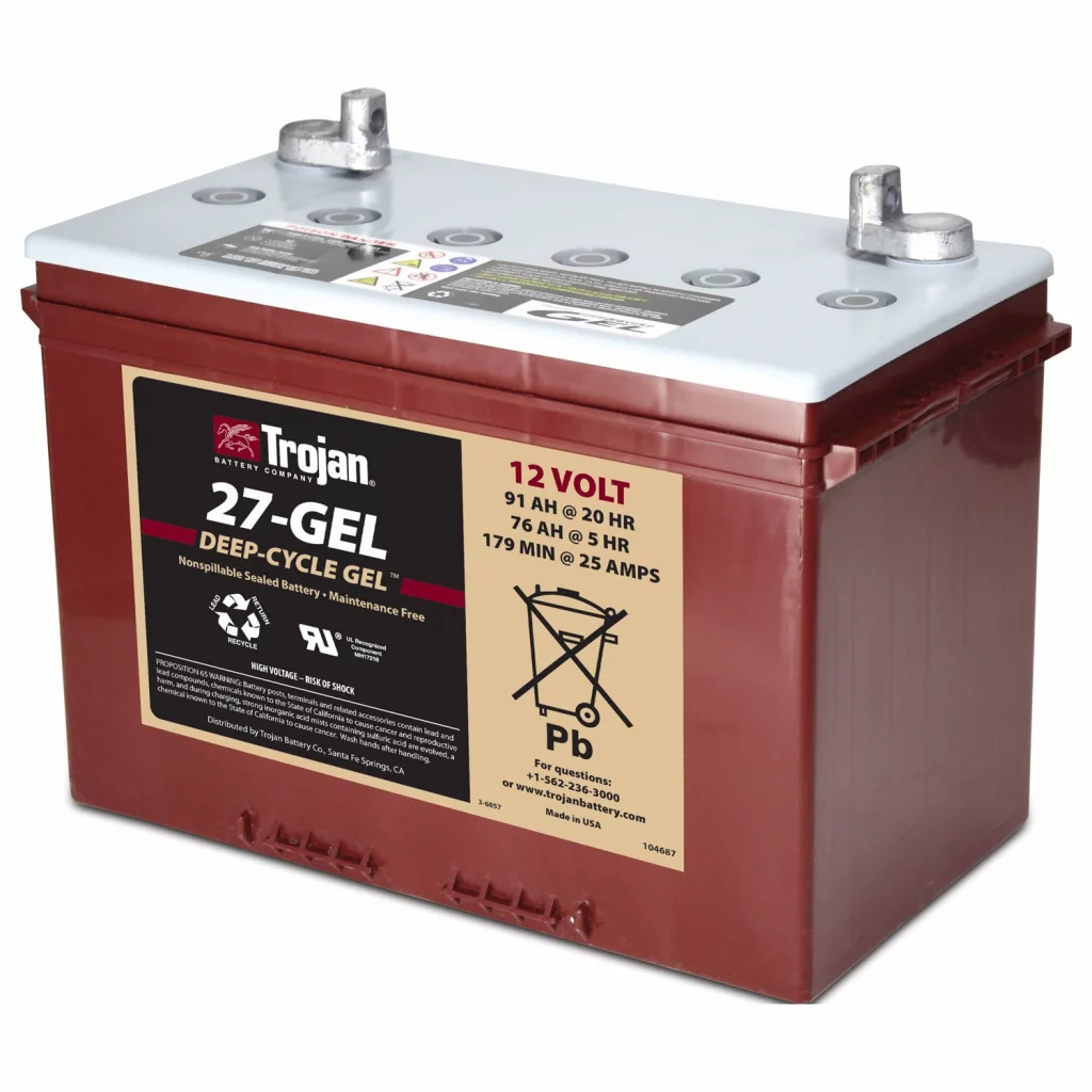TROJAN GEL Deep Cycle Traktionsbatteri 12V 91Ah (323x162x235mm) +vänster