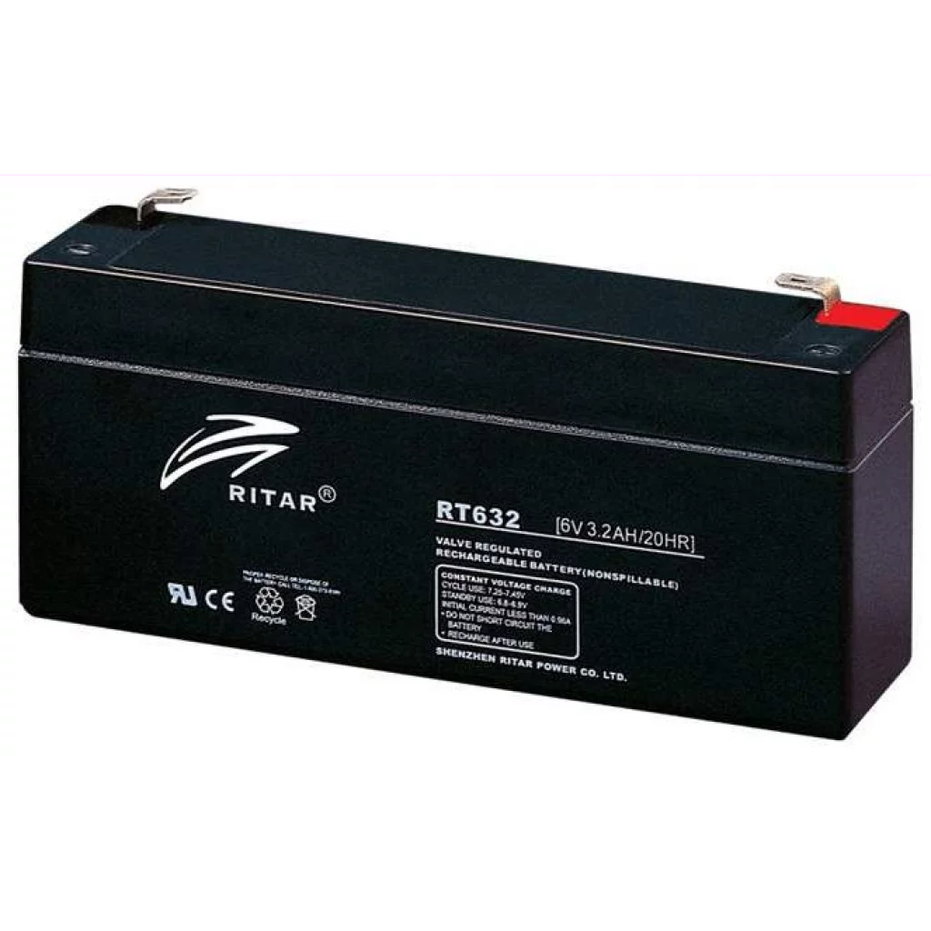 RITAR AGM Batteri 6V 3,2AH (134x35x61mm) F1