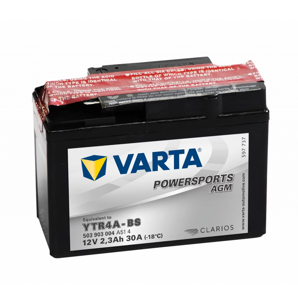 VARTA AGM MC Batteri 12V 2,3AH 30CCA (113x49x85mm) +höger YTR4A-BS