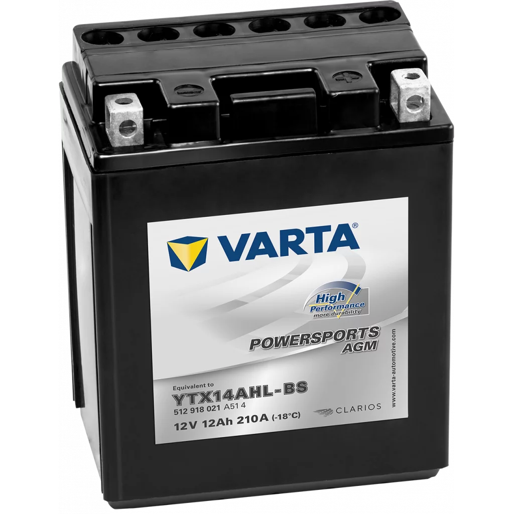 VARTA AGM MC Batteri 12V 12AH 210CCA (134x89x166mm) +höger YTX14AHL-BS