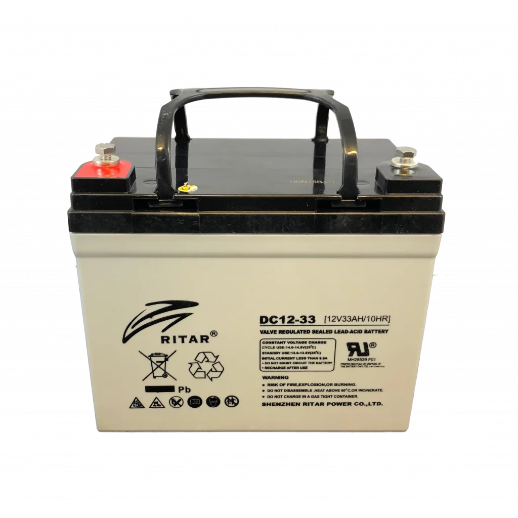 RITAR AGM Deep Cycle Batteri 12V 33AH (196x130x163mm) +vänster