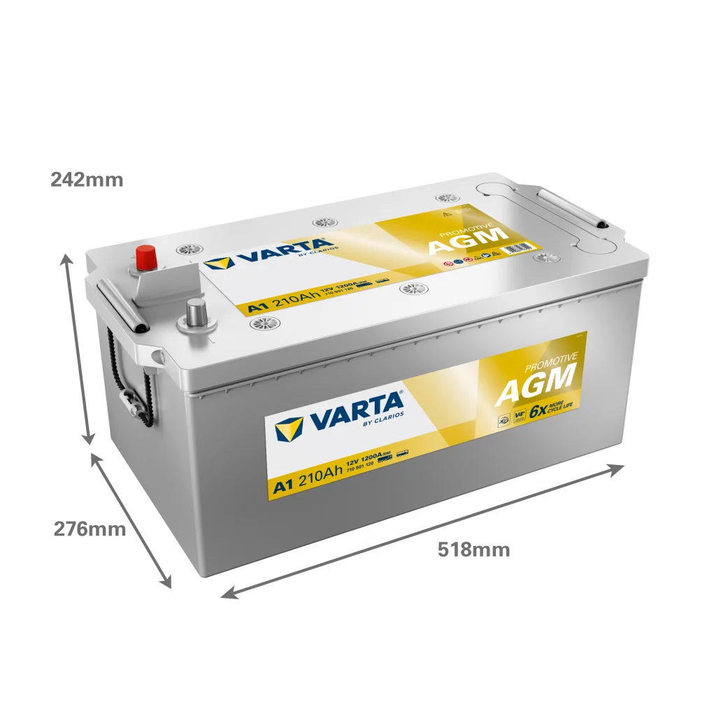 VARTA A1 Promotive AGM Batteri 12V 210AH 1200CCA EN (518x276x242mm) +vänster