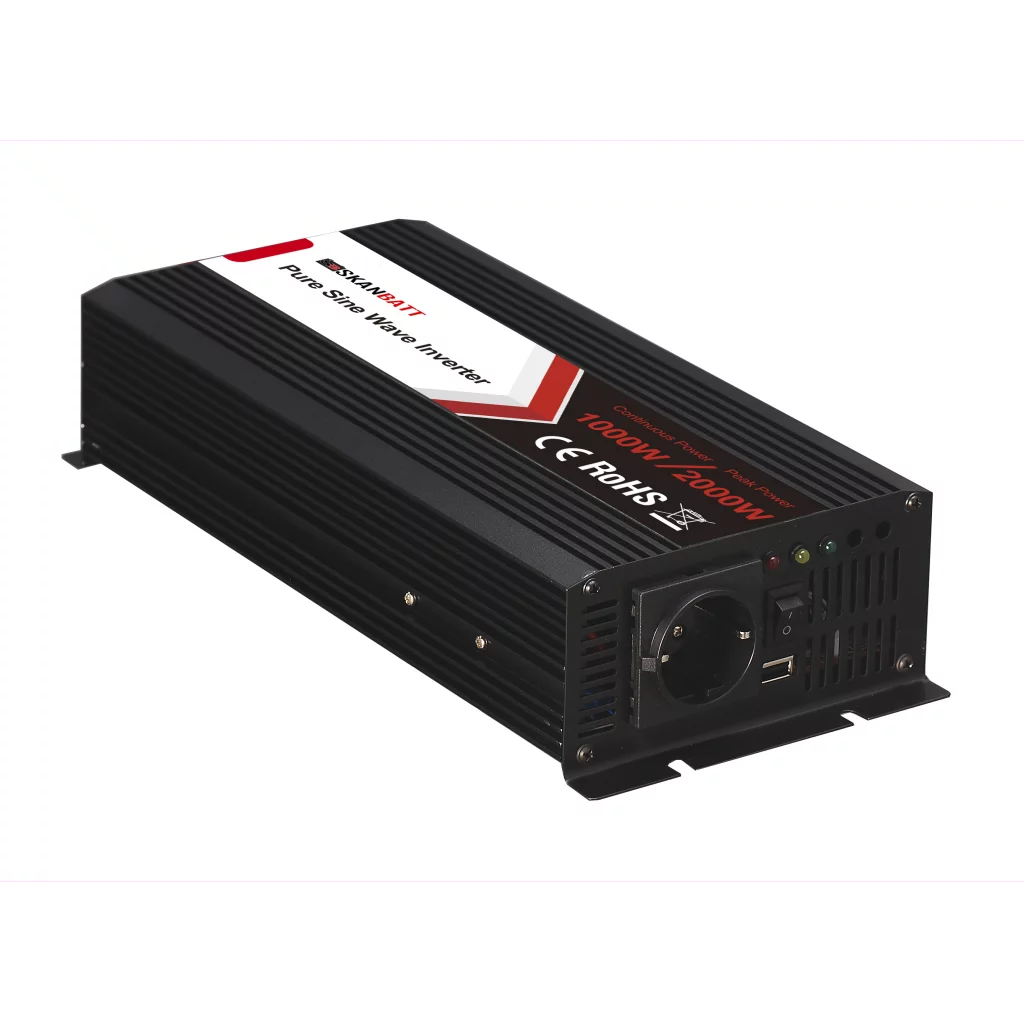 SKANBATT Inverter 24V 1000W (2000W) Ren Sinus med Fjärrkontroll