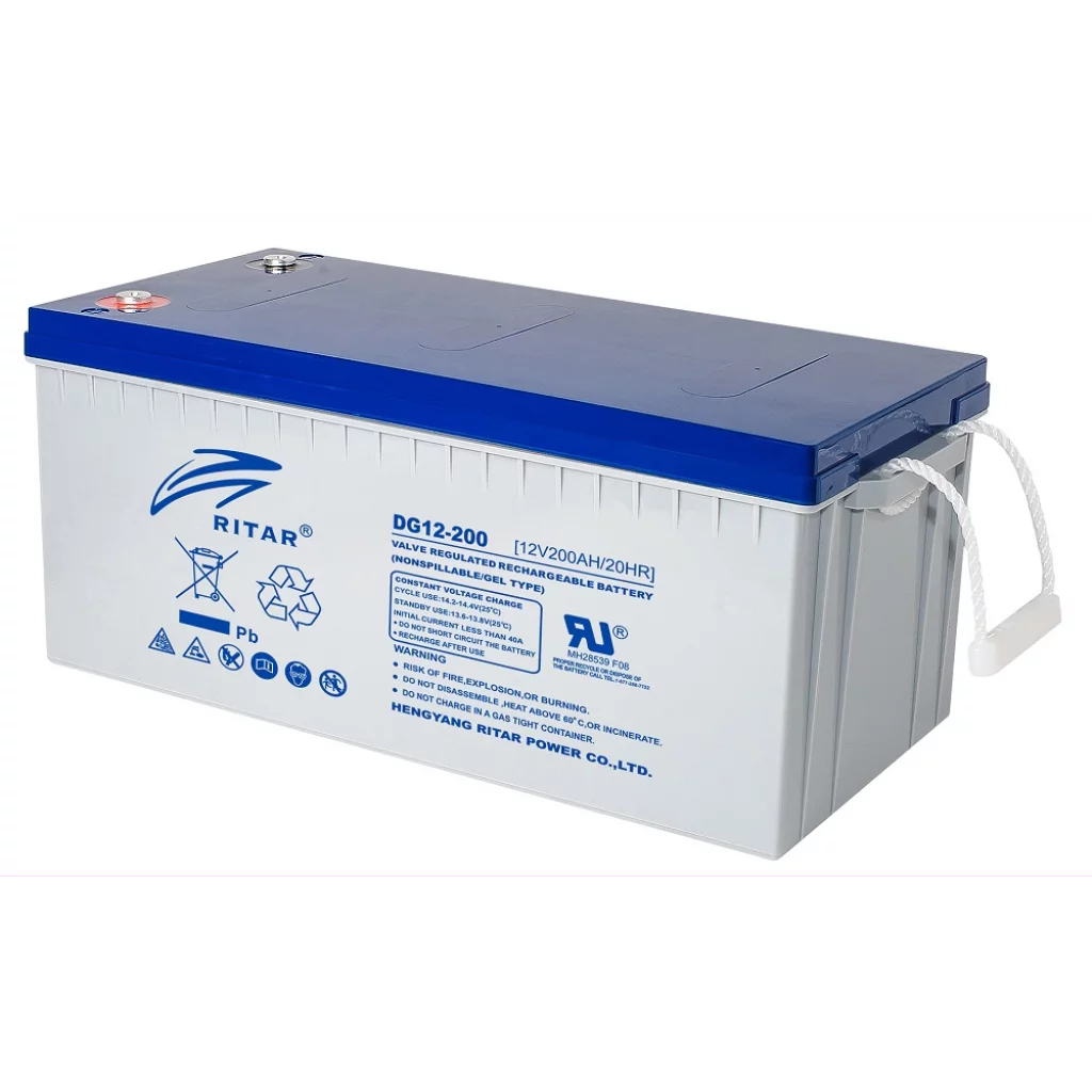 RITAR GEL Deep Cycle Batteri 12V 200AH (522x240x223mm) +höger