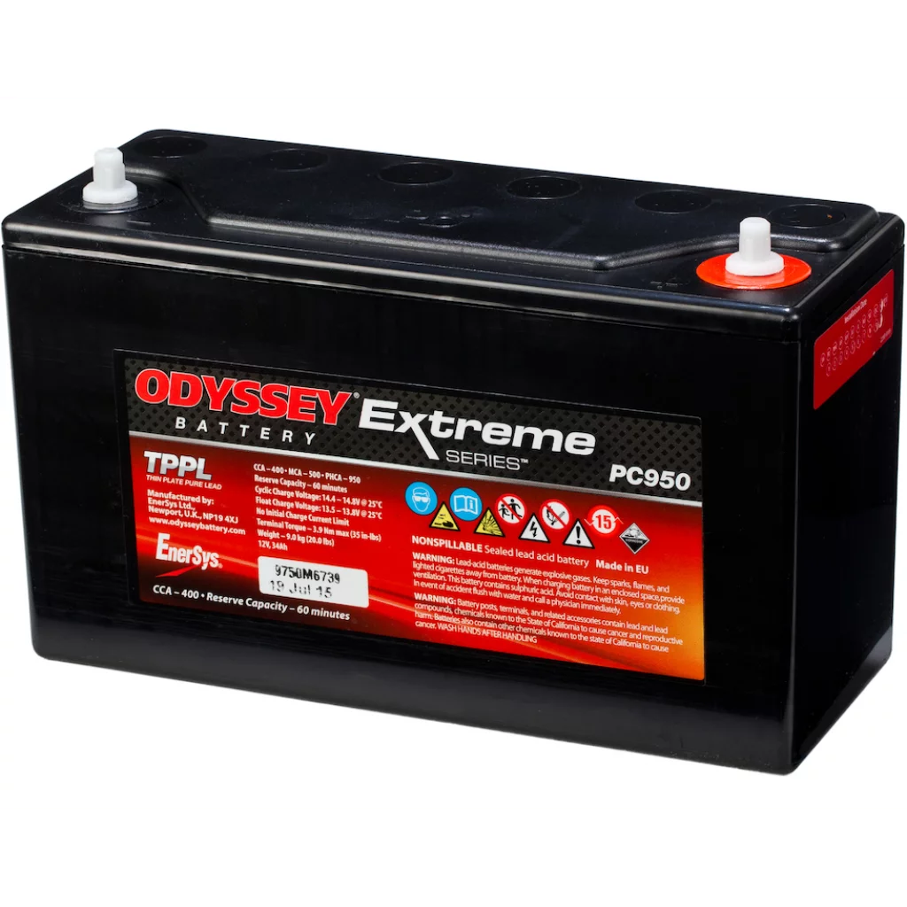 ODYSSEY PC950 AGM Batteri 12V 34AH 400CCA (250x97x156mm) +höger