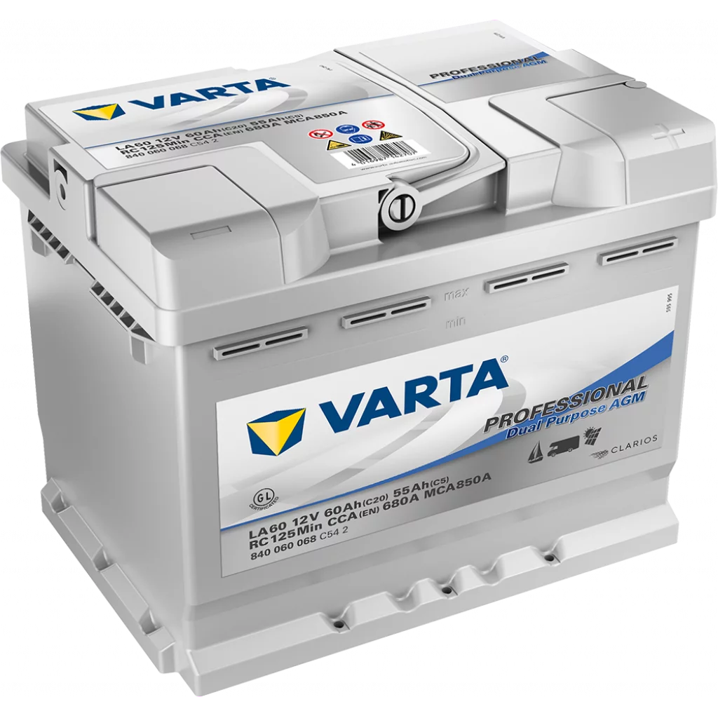 VARTA LA60 Fritidsbatteri AGM Batteri 12V 60AH 680CCA (242x175x190/190mm) +höger
