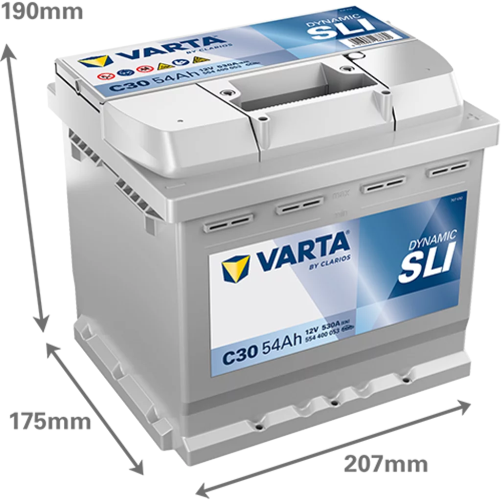 VARTA C30 DYNAMIC SLI Batteri 12V 54AH 530CCA (207x175x190/190mm) +höger