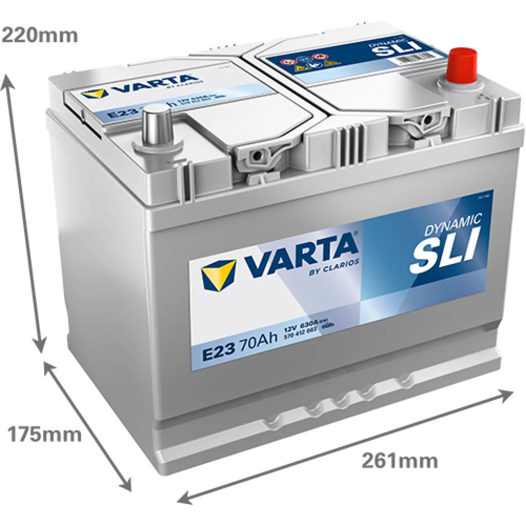 VARTA E23 DYNAMIC SLI Batteri 12V 70AH 630CCA (261x175x200/220mm) +höger