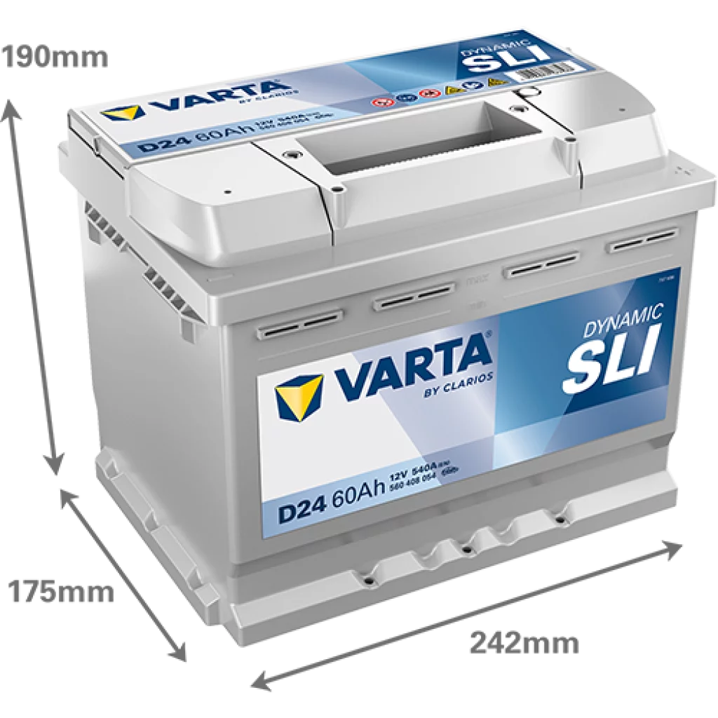 VARTA D24 DYNAMIC SLI 12V 60AH 540CCA (242x175x190/190mm) +höger