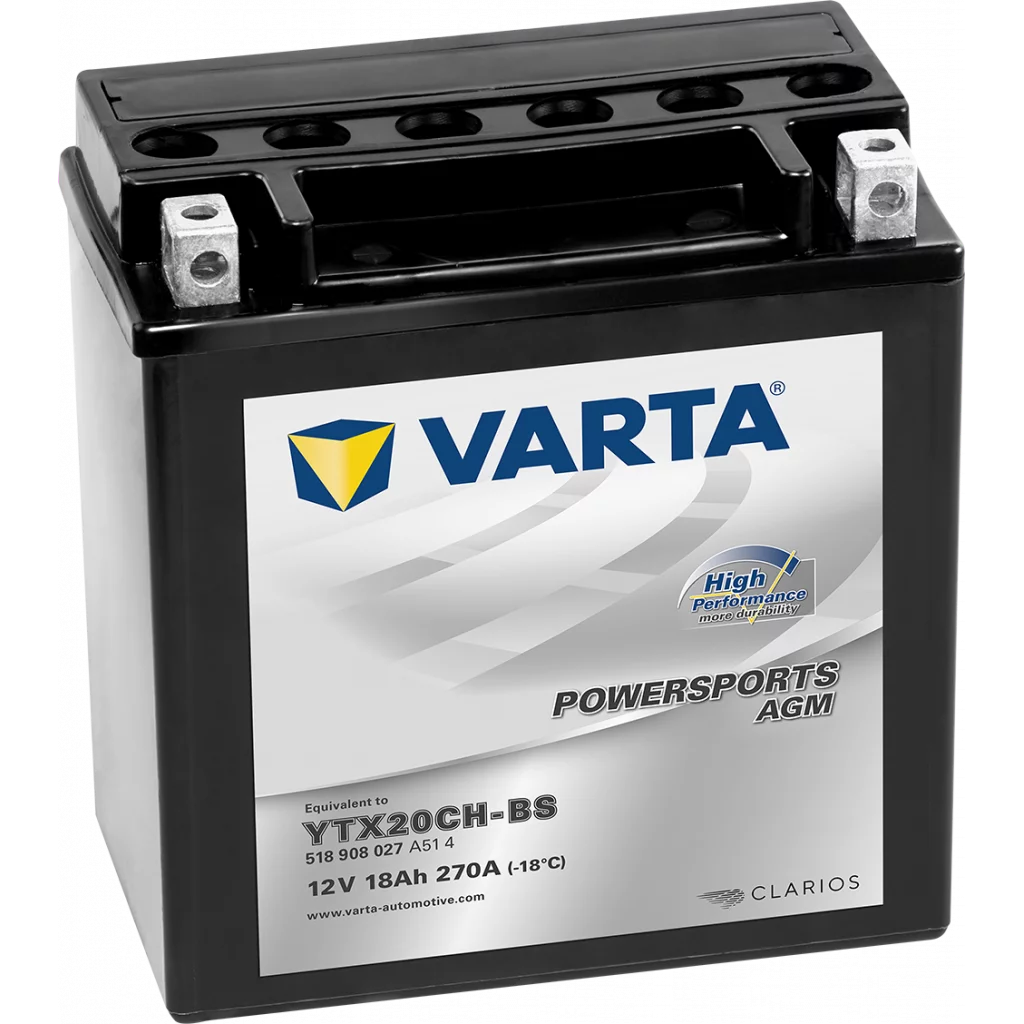 VARTA AGM MC Batteri 12V 18AH 270CCA (150x87x161mm) + vänster YTX20CH-BS
