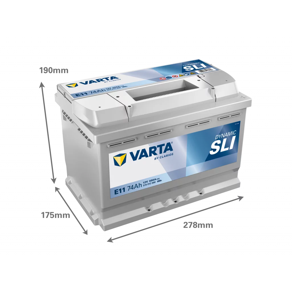 VARTA E11 DYNAMIC SLI Batteri 12V 74AH 680CCA (278x175x190/190mm) +höger
