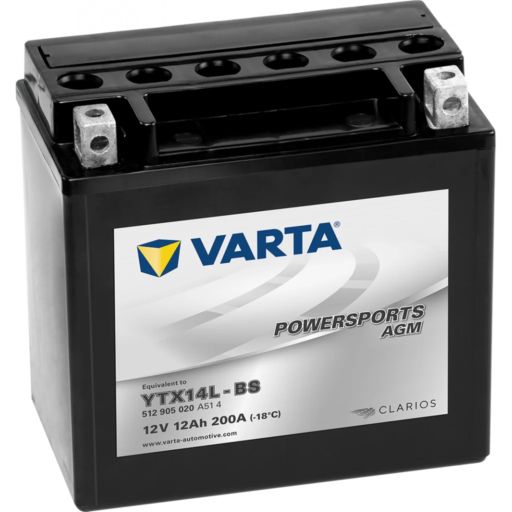 VARTA AGM MC Batteri 12V 12AH 200CCA (150x87x146mm) +höger YTX14L-BS