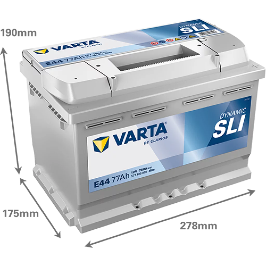 VARTA E44 DYNAMIC SLI Batteri 12V 77AH 780CCA (278x175x190/190mm) +höger