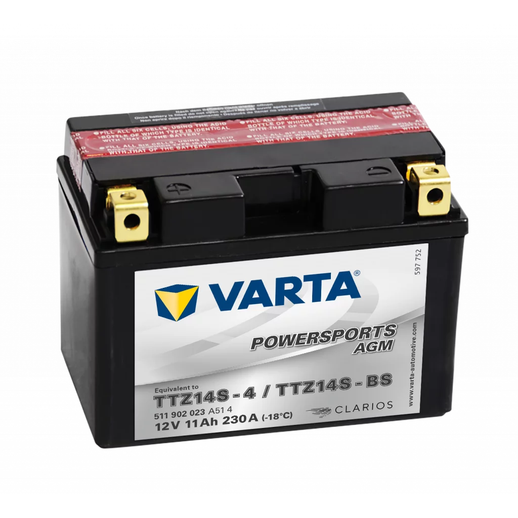 VARTA AGM MC Batteri 12V 11AH 230CCA (150x87x110mm) +vänster TTZ14S-BS