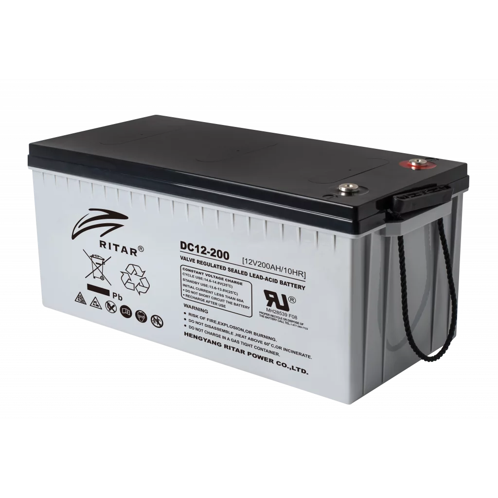 RITAR AGM Deep Cycle Batteri 12V 200AH C10 (522x240x219mm) +Höger