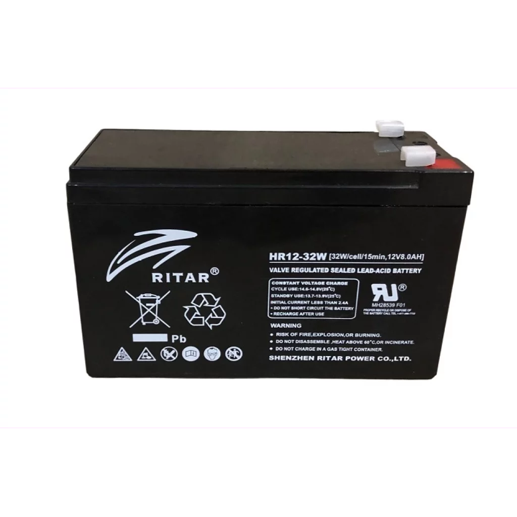 RITAR High Rate AGM Batteri 12V 8AH (151x65x93,5mm) F1