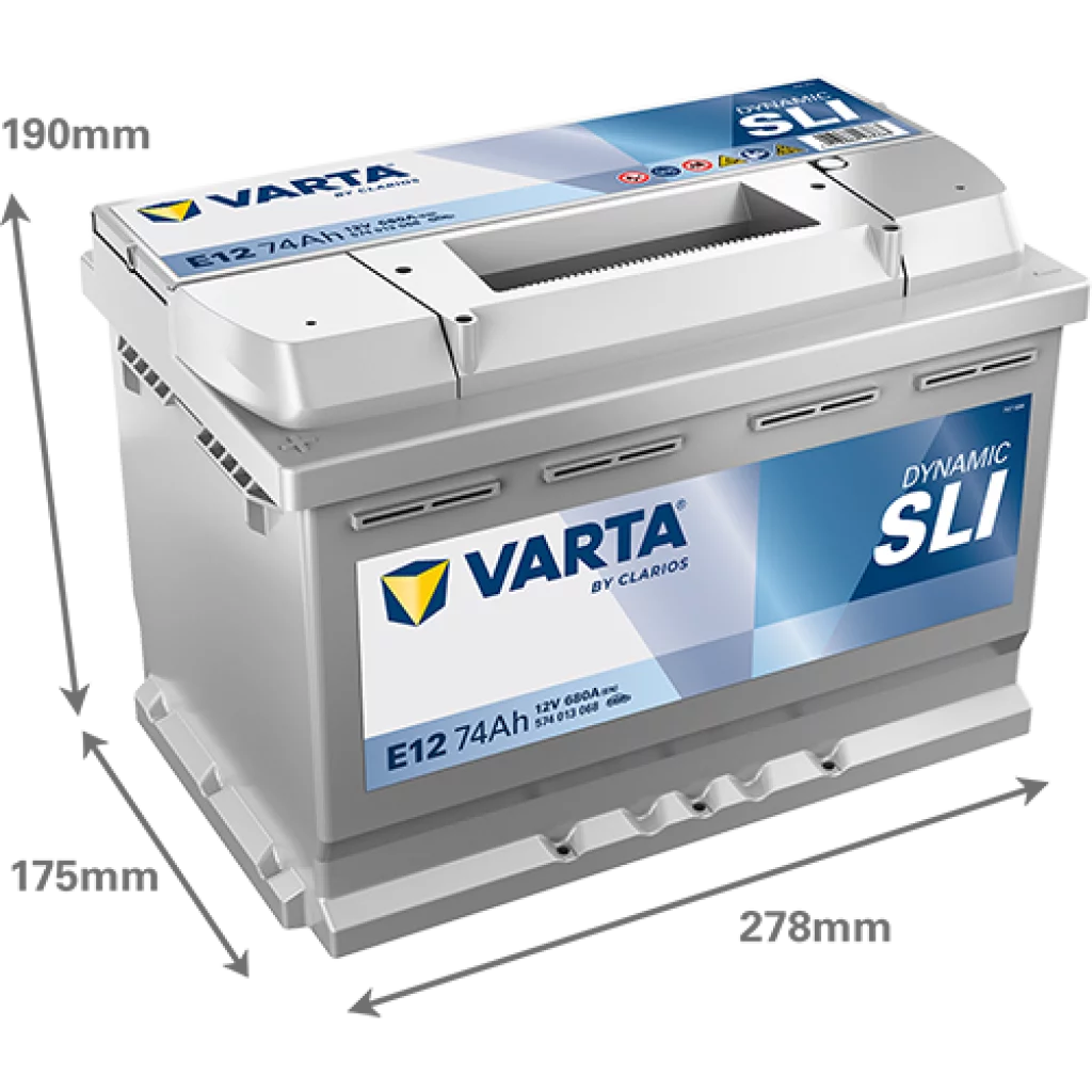 VARTA E12 DYNAMIC SLI Batteri 12V 74AH 680CCA (278x175x190/190mm) +vänster