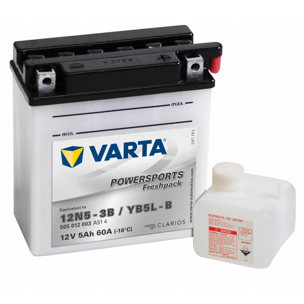 VARTA MC Batteri 12V 5AH 60CCA (121x61x131mm) +höger YB5L-B