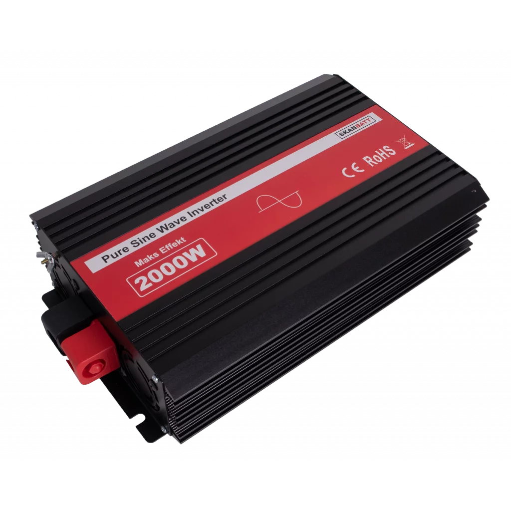 SKANBATT Inverter 12V 2000W Ren Sinus med Brytknapp