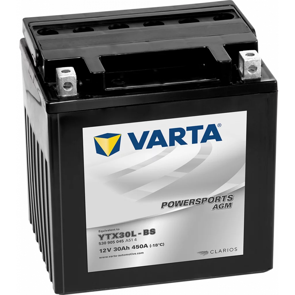 VARTA AGM MC Batteri 12V 30AH 450CCA (166x127x175mm) +höger YTX30L-BS