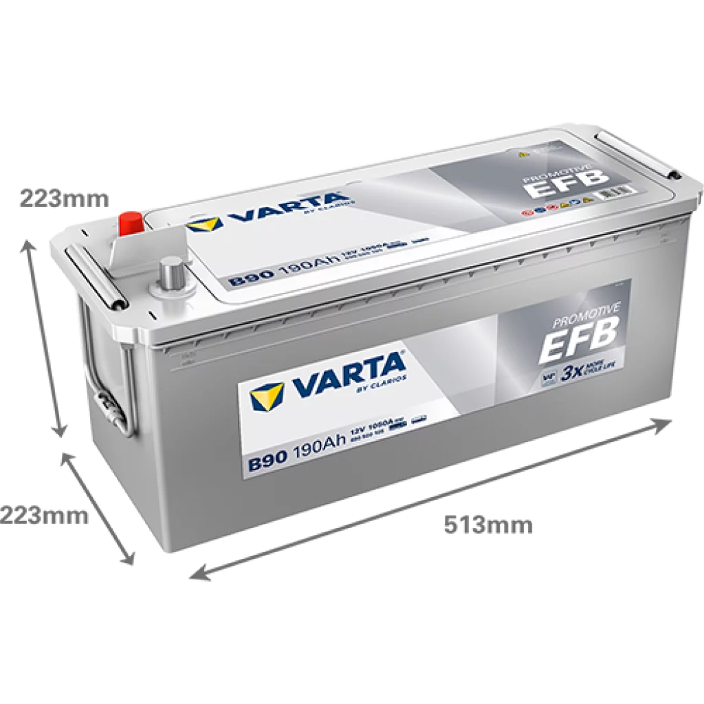 VARTA B90 PROMOTIVE EFB Batteri 12V 190AH 1050CCA (513x223x203/223mm) +vänster