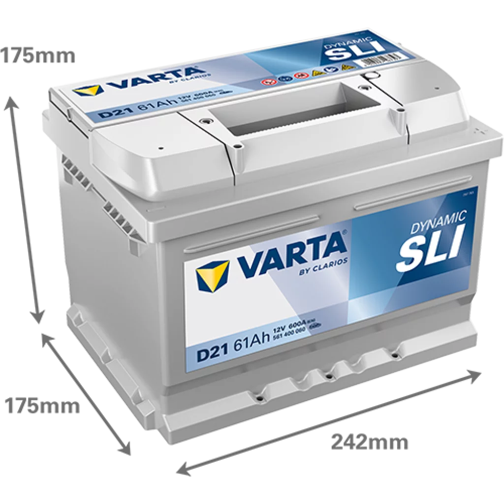 VARTA D21 DYNAMIC SLI Batteri 12V 61AH 600CCA (242x175x175/175mm) +höger