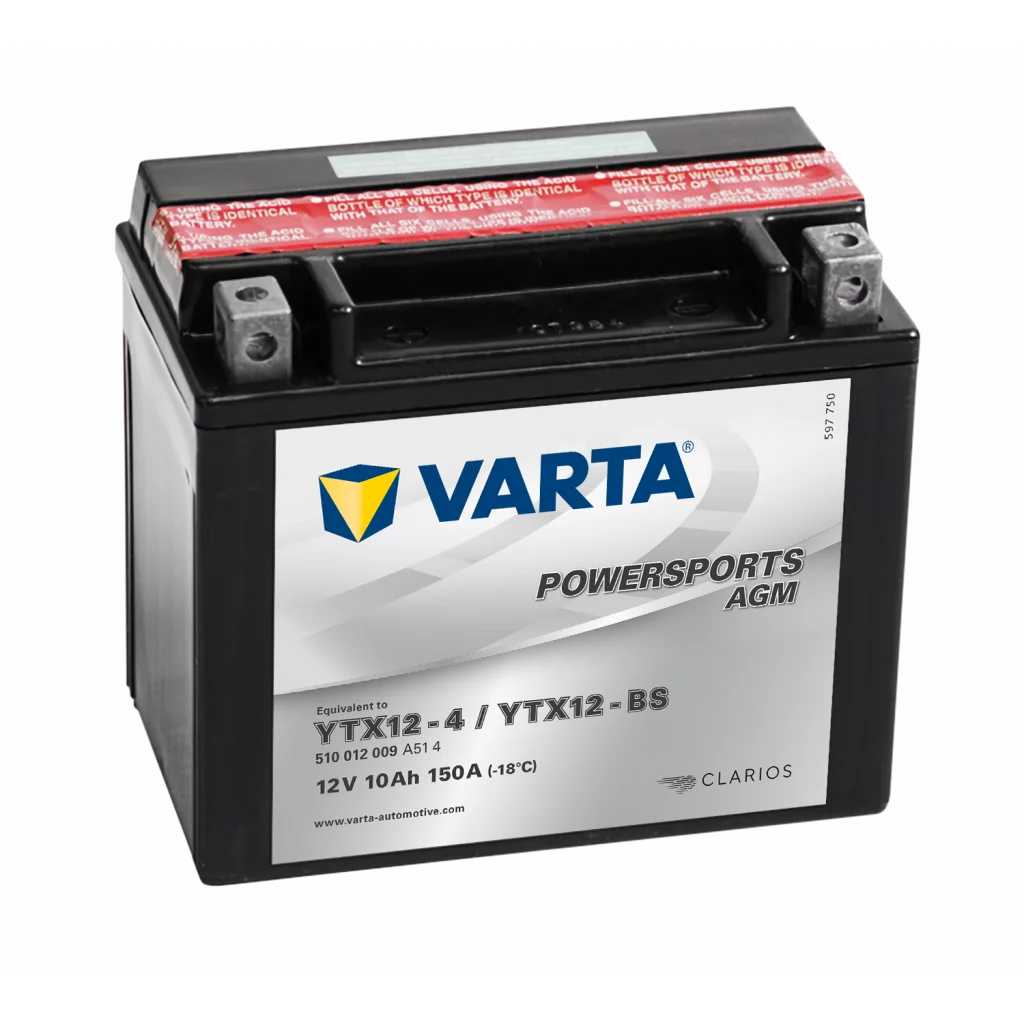 VARTA AGM MC Batteri 12V 10AH 150CCA (152x88x131mm) +vänster YTX12-BS