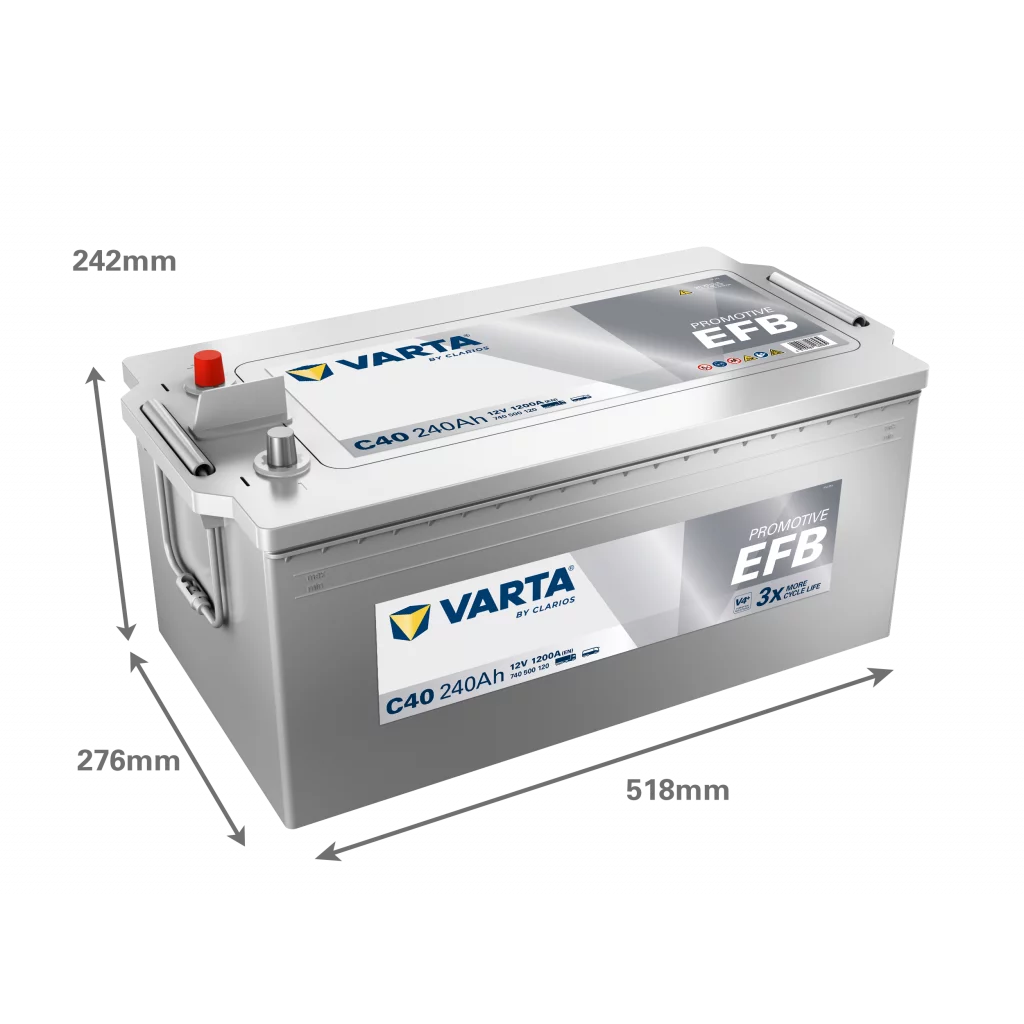 VARTA C40 PROMOTIVE EFB Batteri 12V 240AH 1200CCA EN (518x276x242mm) +vänster