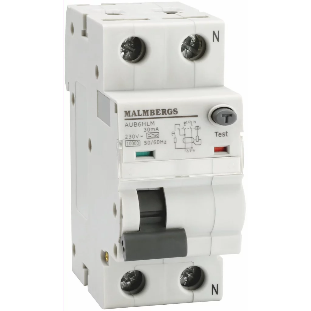 Personskyddsbrytare A-typ 1P+N 2 moduler C16A 30mA