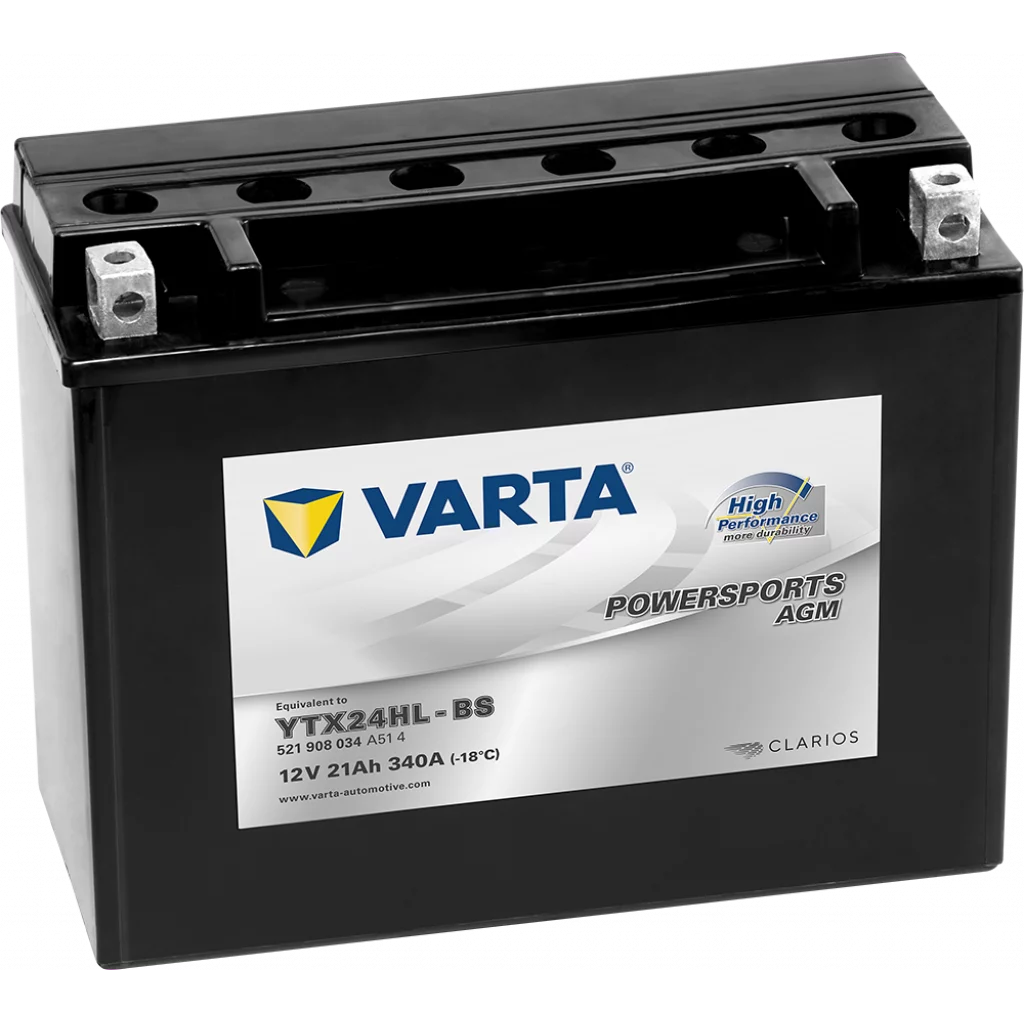 VARTA AGM MC Batteri 12V 21AH 340CCA (206x91x167mm) +høyre YTX24HL-BS
