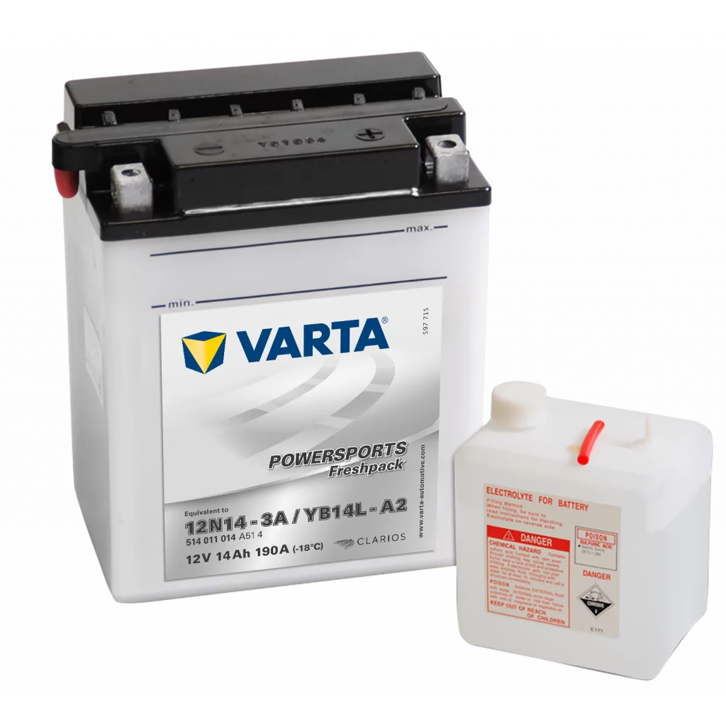 VARTA MC Batteri 12V 14AH 190CCA (135x90x167mm) +höger YB14L-A2