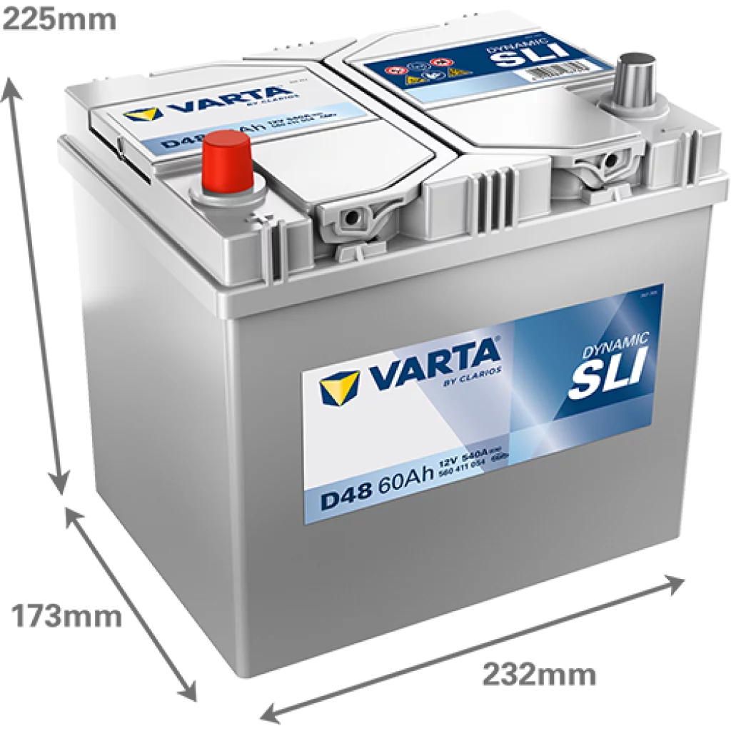 VARTA D48 DYNAMIC SLI Batteri 12V 60AH 540CCA (232x173x200/225mm) +vänster