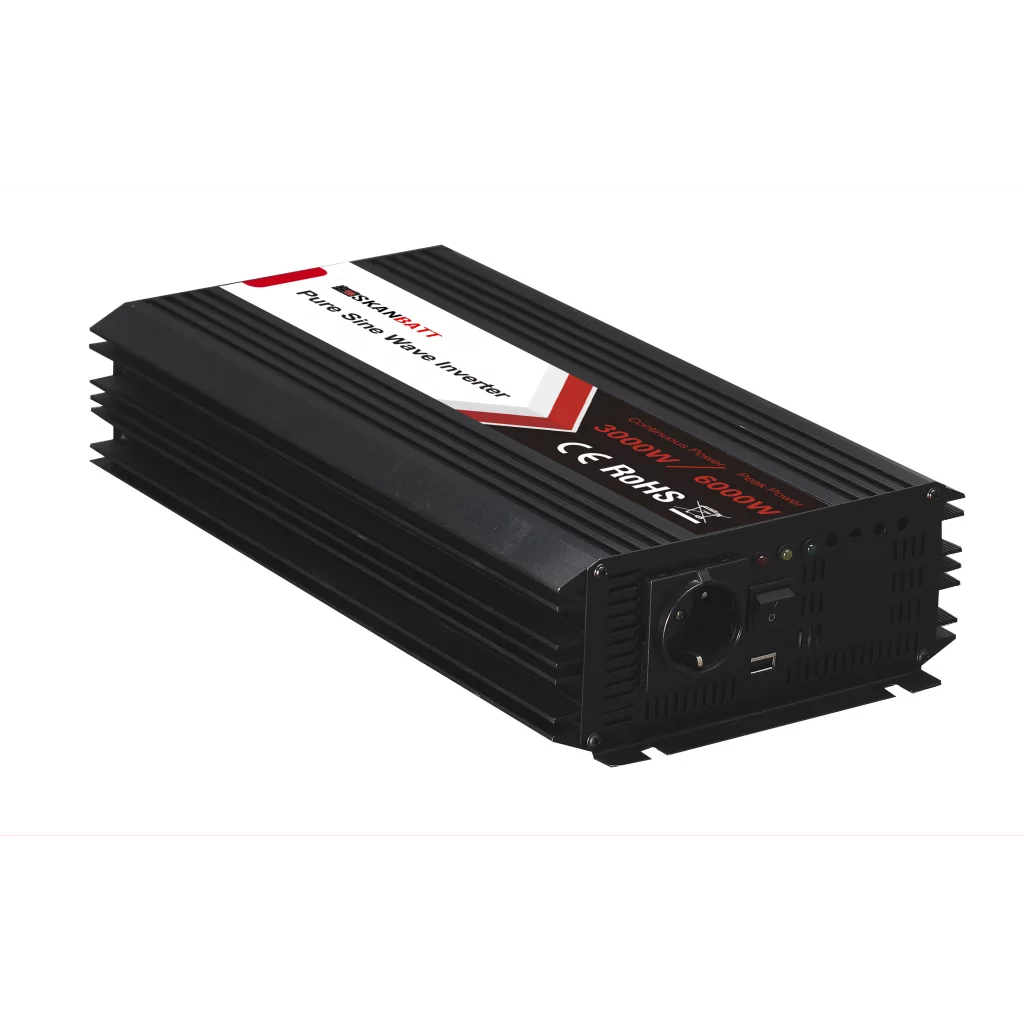 SKANBATT Inverter 24V 3000W (6000W) Ren Sinus m/Trådløs Fjernkontroll